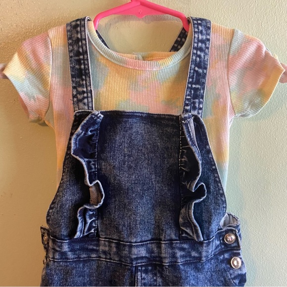 Little Lass Unicorn Skirt Overall With Pockets And Matching Shirt Size 3T - Picture 4 of 9